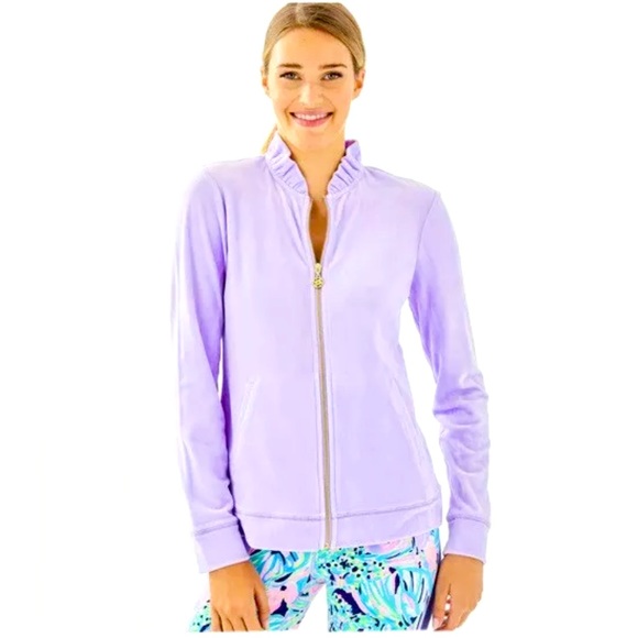 Lilly Pulitzer Tops - New Lilly Pulitzer Jayla Velour Ruffle Zip Up XXS